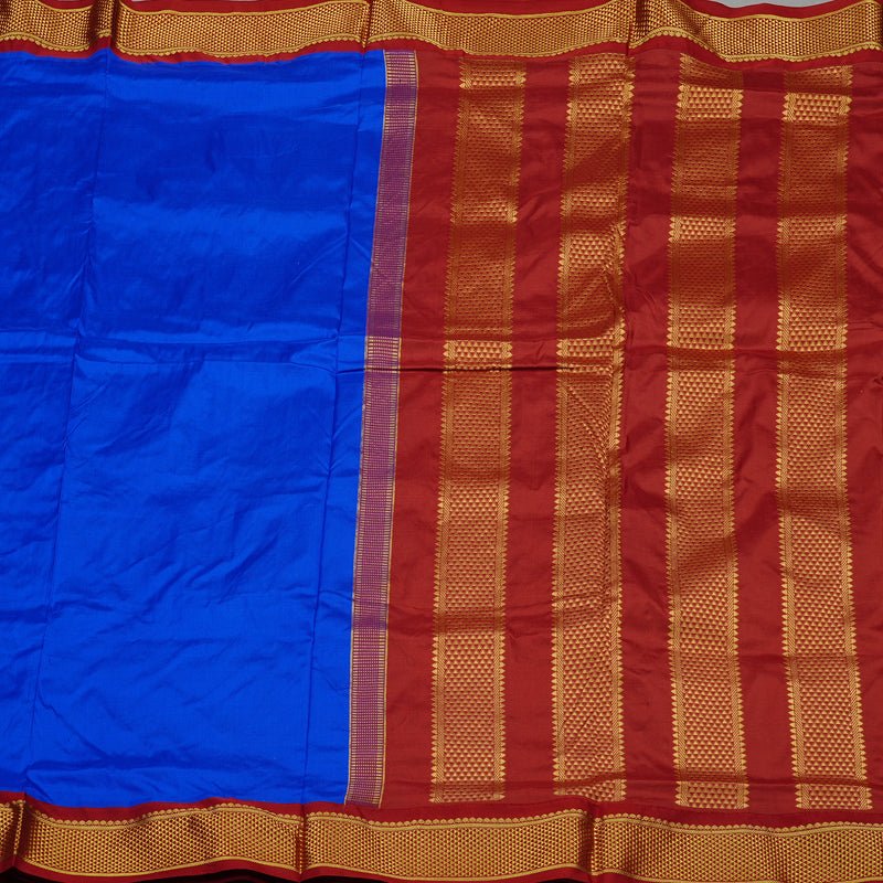Hayagrivas Handloom Ten Yards Silk Saree in Classis Blue KBE68D1-74
