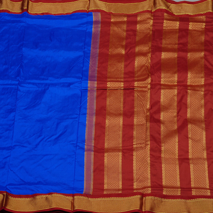 Hayagrivas Handloom Ten Yards Silk Saree in Classis Blue KBE68D1-74