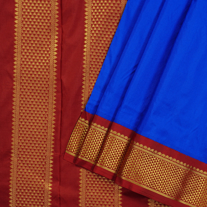 Hayagrivas Handloom Ten Yards Silk Saree in Classis Blue KBE68D1-74