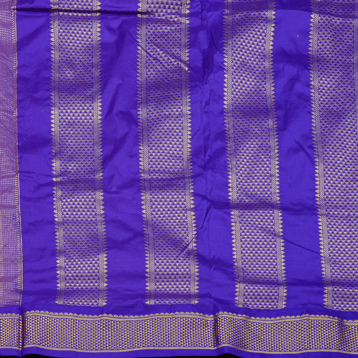 Hayagrivas Peach Pink Handloom Kanjivaram Ten yards Silk Saree with Purplish Blue Border KBE68D1-85
