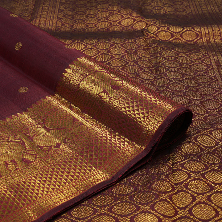 Hayagrivas Handloom Pure Kanjivaram Silk Saree in Vibrant Wine Maroon KBE697G1-1