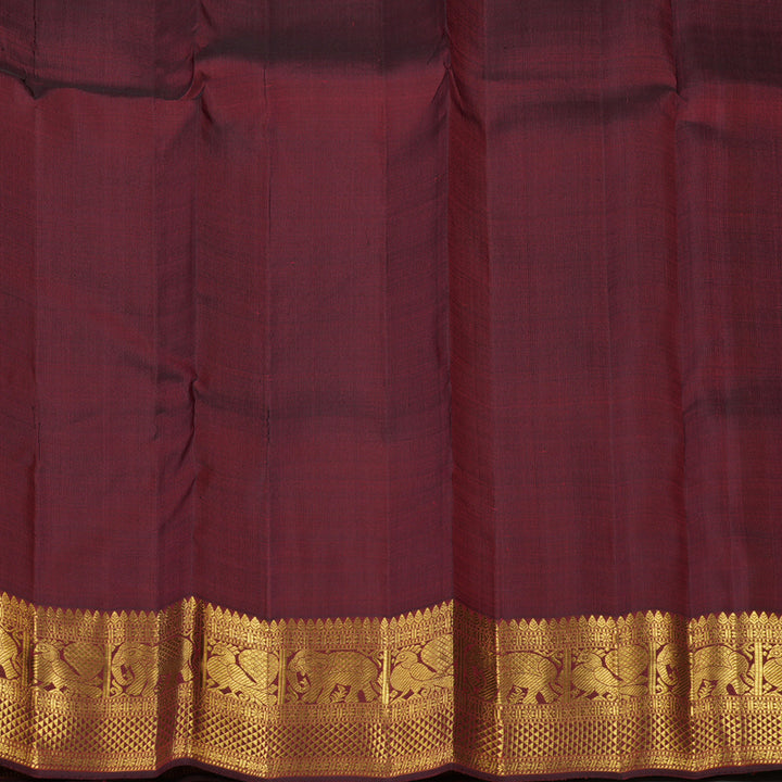 Hayagrivas Handloom Pure Kanjivaram Silk Saree in Vibrant Wine Maroon KBE697G1-1