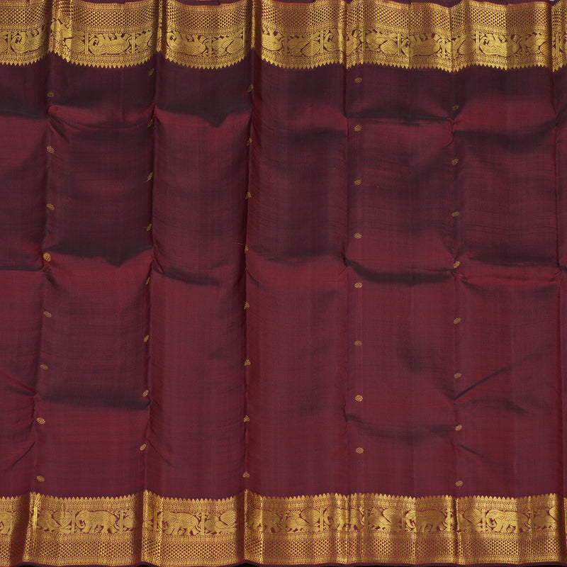 Hayagrivas Handloom Pure Kanjivaram Silk Saree in Vibrant Wine Maroon KBE697G1-1