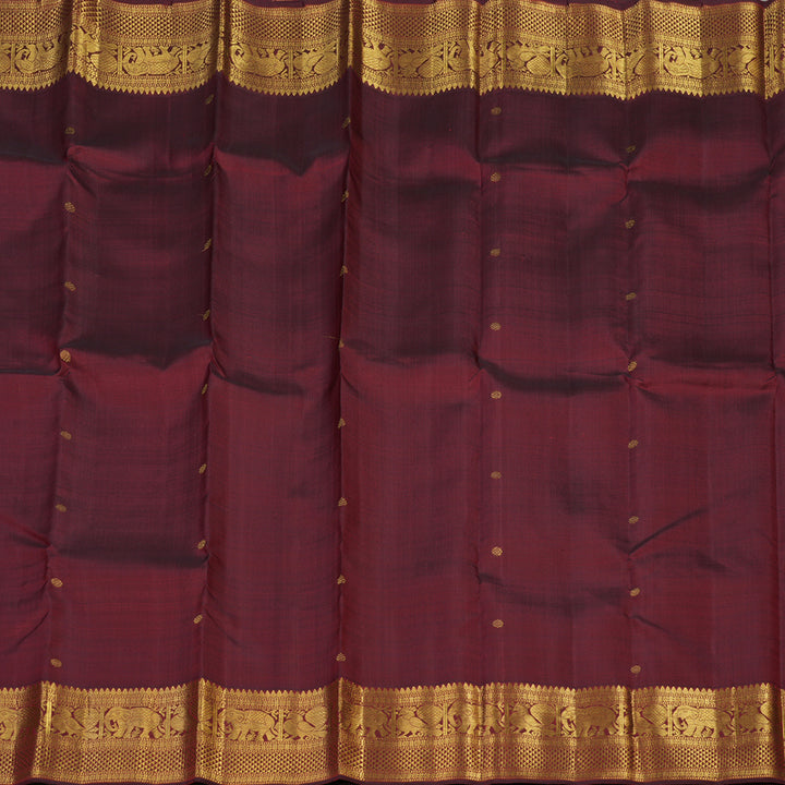 Hayagrivas Handloom Pure Kanjivaram Silk Saree in Vibrant Wine Maroon KBE697G1-1