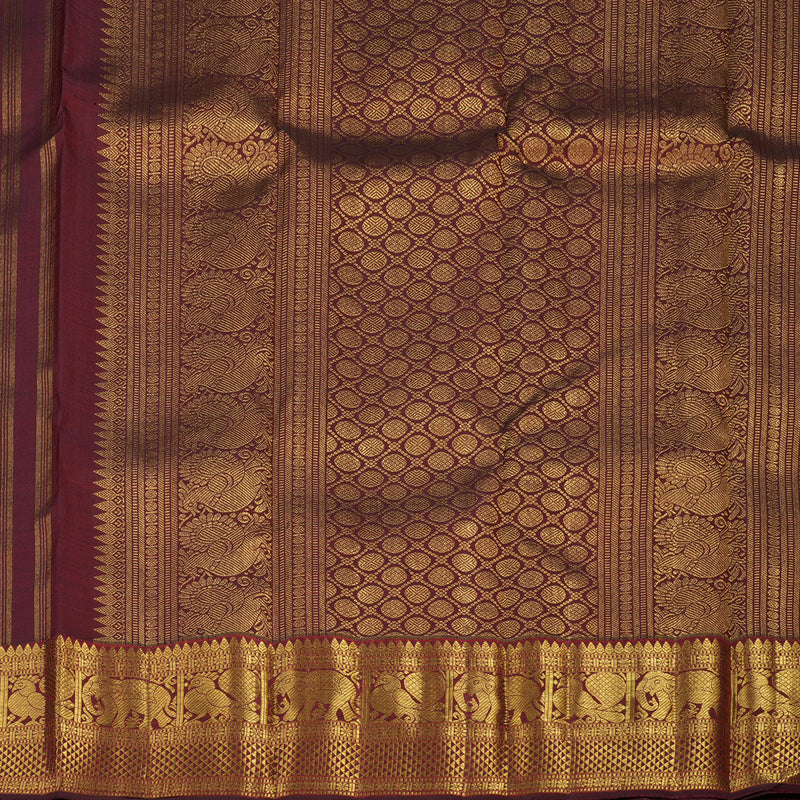 Hayagrivas Handloom Pure Kanjivaram Silk Saree in Vibrant Wine Maroon KBE697G1-1