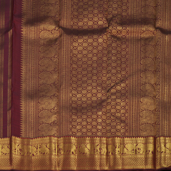 Hayagrivas Handloom Pure Kanjivaram Silk Saree in Vibrant Wine Maroon KBE697G1-1