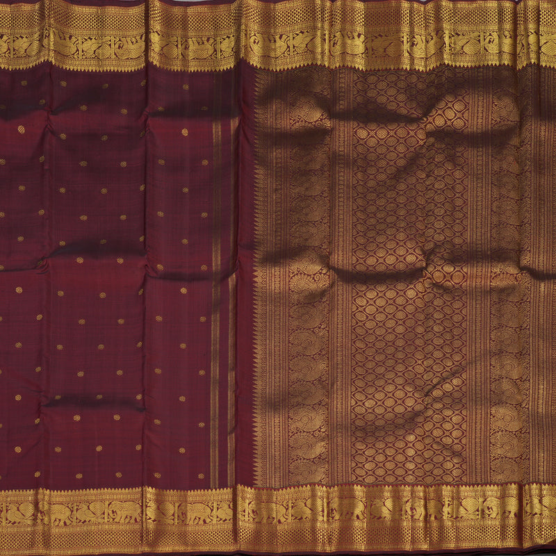 Hayagrivas Handloom Pure Kanjivaram Silk Saree in Vibrant Wine Maroon KBE697G1-1