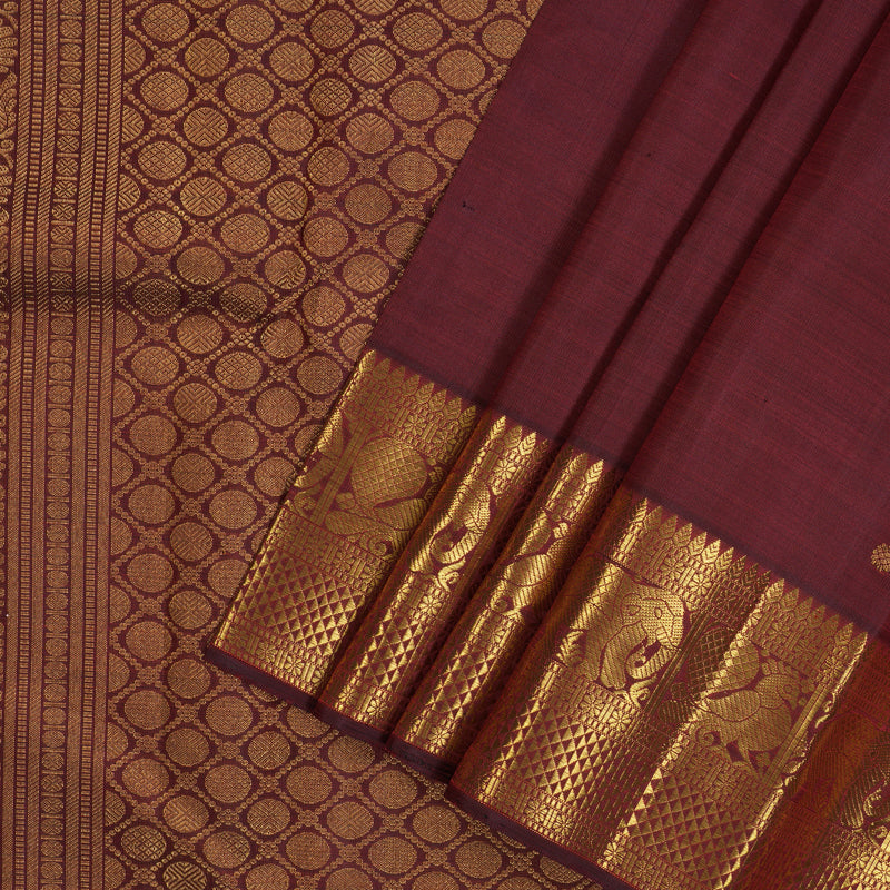 Hayagrivas Handloom Pure Kanjivaram Silk Saree in Vibrant Wine Maroon KBE697G1-1
