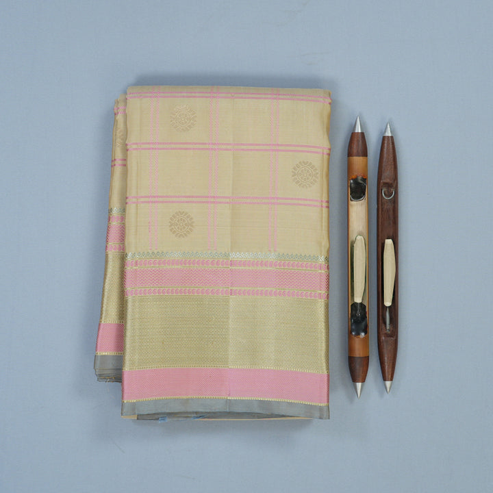 Hayagrivas Handloom Creamy Beige Kanjivaram Silk Saree KBE699G10-3