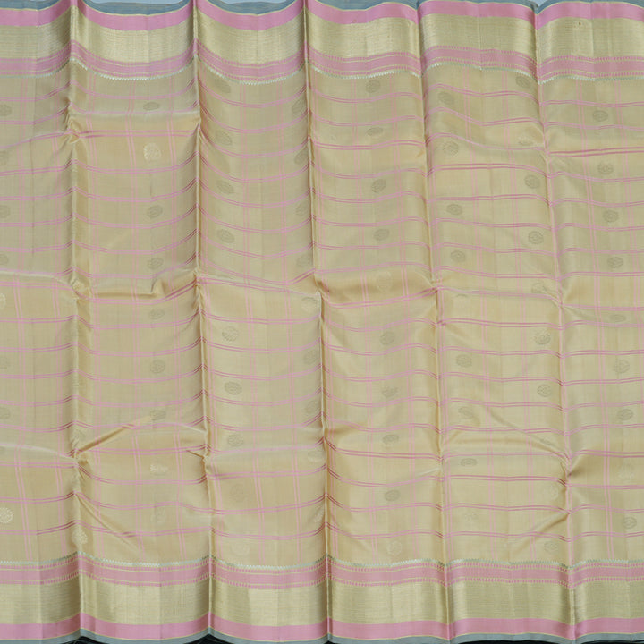 Hayagrivas Handloom Creamy Beige Kanjivaram Silk Saree KBE699G10-3
