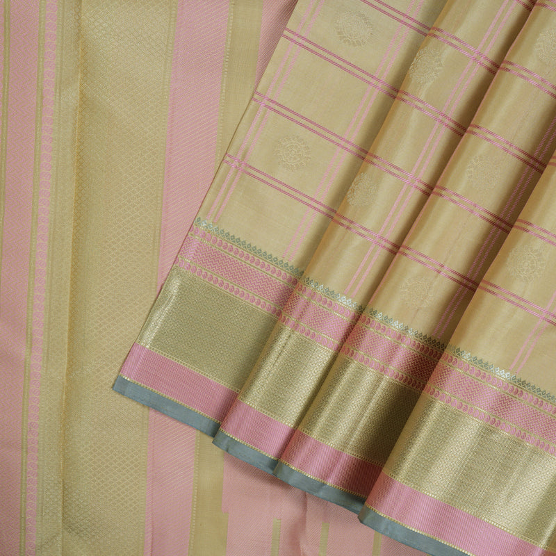 Hayagrivas Handloom Creamy Beige Kanjivaram Silk Saree KBE699G10-3