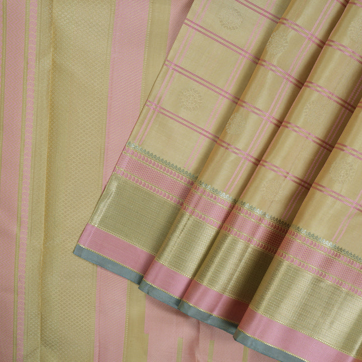 Hayagrivas Handloom Creamy Beige Kanjivaram Silk Saree KBE699G10-3
