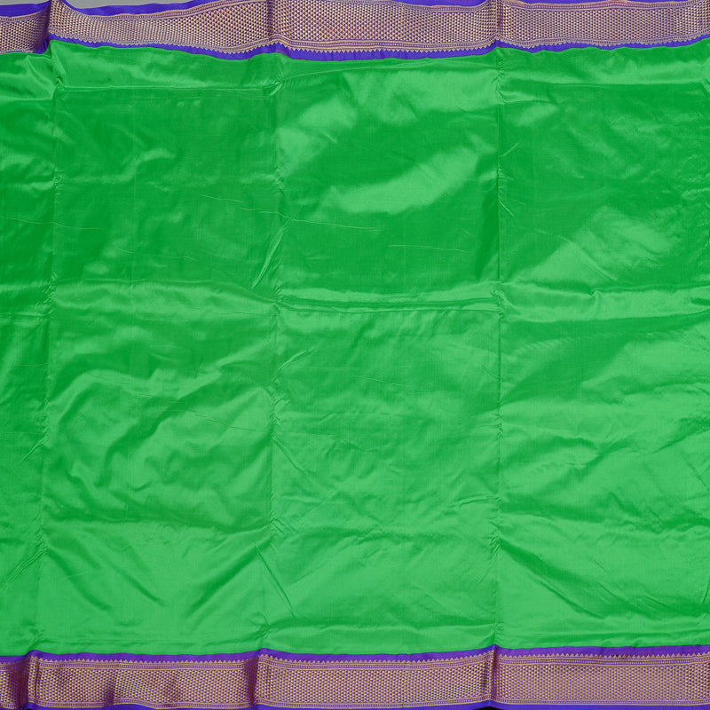 Hayagrivas Light Green Handloom Kanjivaram Ten yards Silk Saree with Purple Border KBE69D1-15