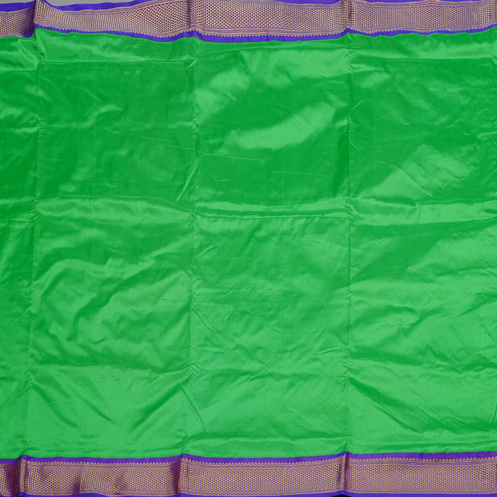 Hayagrivas Light Green Handloom Kanjivaram Ten yards Silk Saree with Purple Border KBE69D1-15