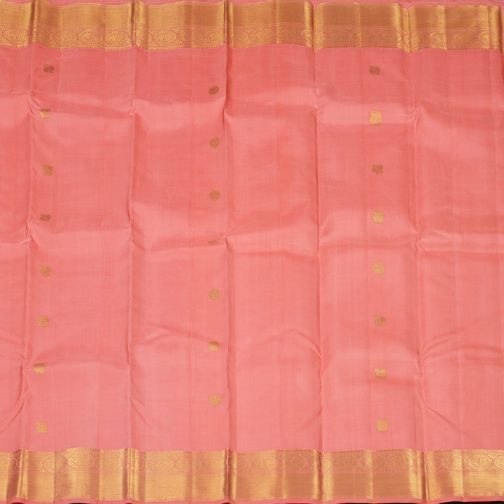 Hayagrivas Peach Pink Handloom Kanjivaram Silk Saree with Peach Pink Border KBE6D1-2