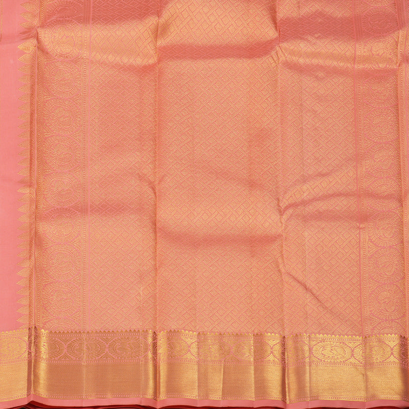 Hayagrivas Peach Pink Handloom Kanjivaram Silk Saree with Peach Pink Border KBE6D1-2