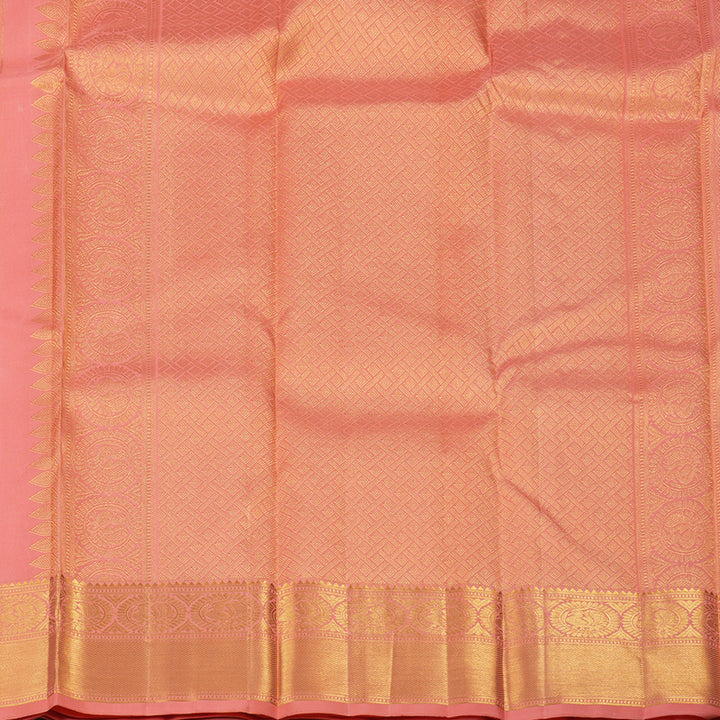 Hayagrivas Peach Pink Handloom Kanjivaram Silk Saree with Peach Pink Border KBE6D1-2