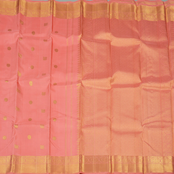 Hayagrivas Peach Pink Handloom Kanjivaram Silk Saree with Peach Pink Border KBE6D1-2