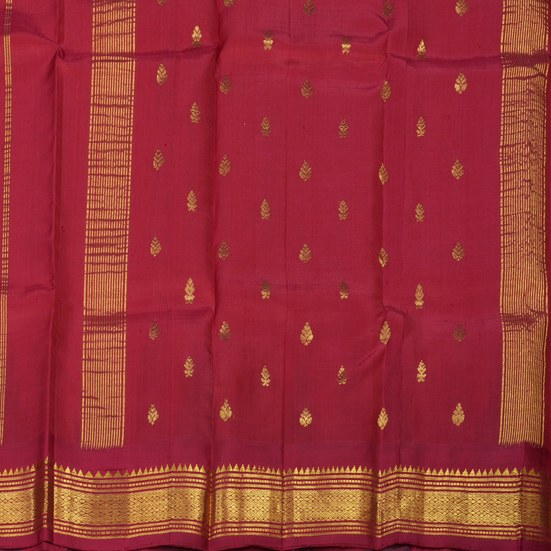 Hayagrivas Handloom Half White Kanjivaram Silk Saree with Maroon Border KBE702G1-3