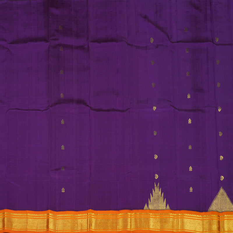 Hayagrivas Handloom Violet Kanjivaram Silk Saree with Orange Border KBE702G11-14