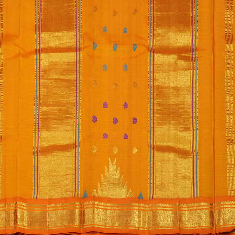 Hayagrivas Handloom Violet Kanjivaram Silk Saree with Orange Border KBE702G11-14