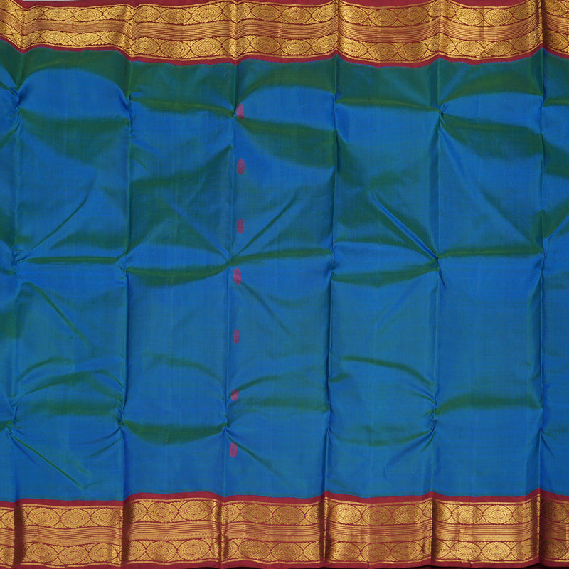 Hayagrivas Handloom Pure Kanjivaram Silk Saree in Regal Peacock Blue KBE709G3-1