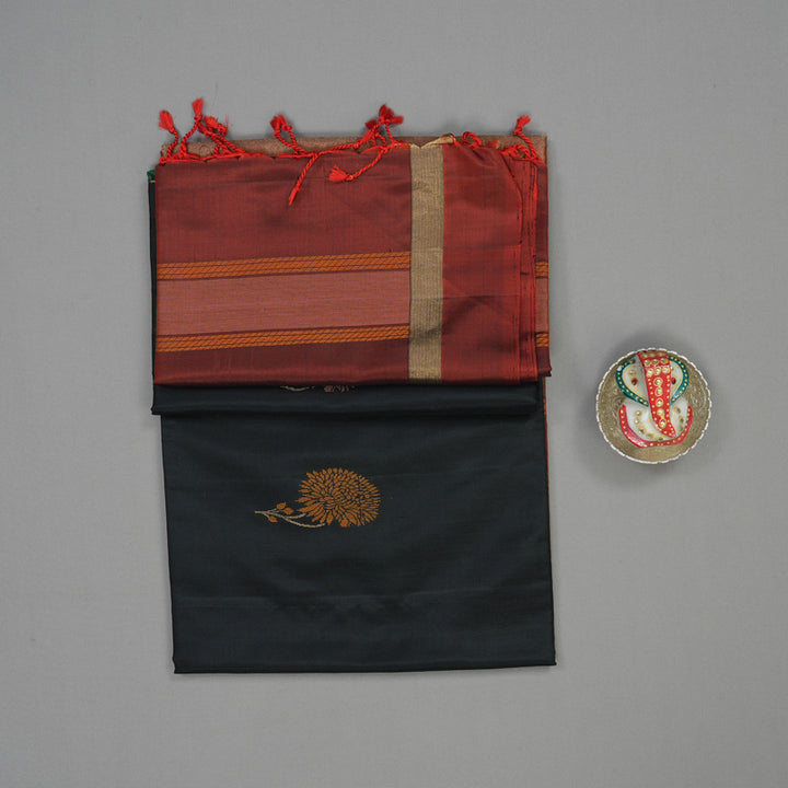 Hayagrivas Black Pure Soft Silk Saree KBE70D1-48