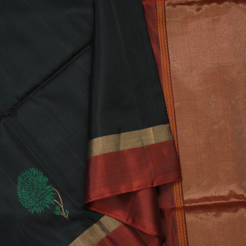 Hayagrivas Black Pure Soft Silk Saree KBE70D1-48