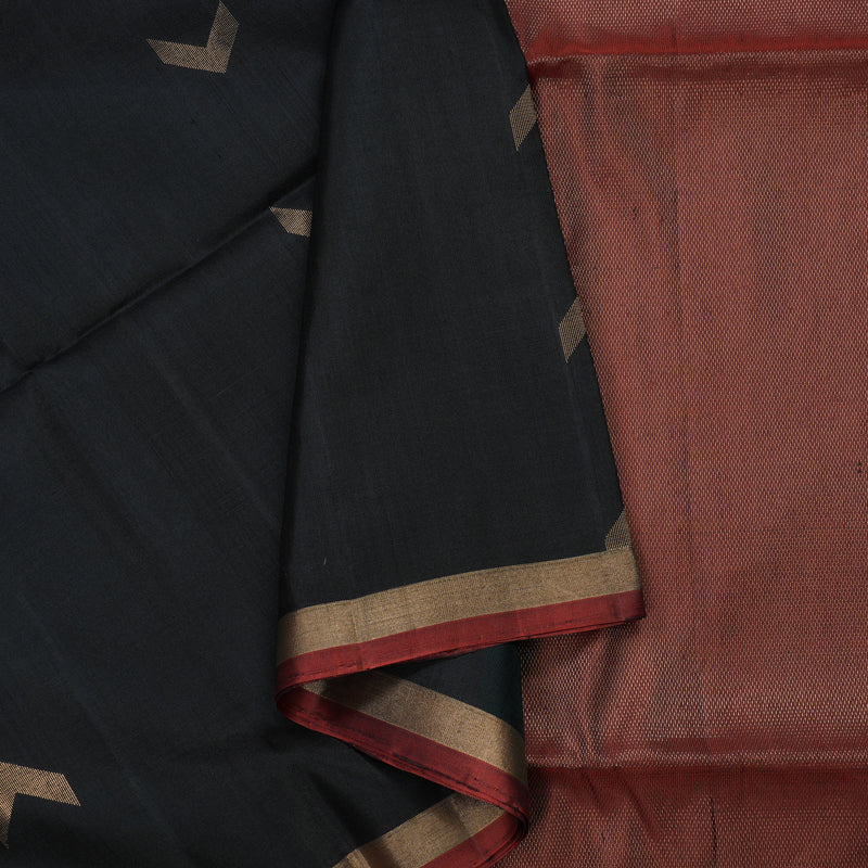 Hayagrivas Handlloom Black Soft Silk Saree KBE70D1-5