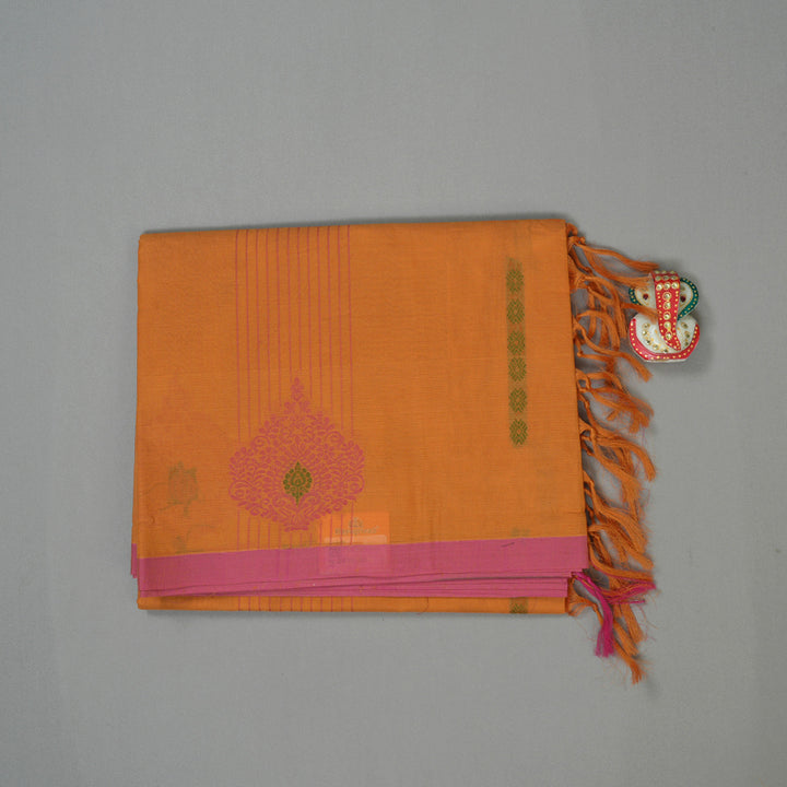 Hayagrivas Handloom Pure Cotton Saree in Royal Mango Yellow KBE71D1-2