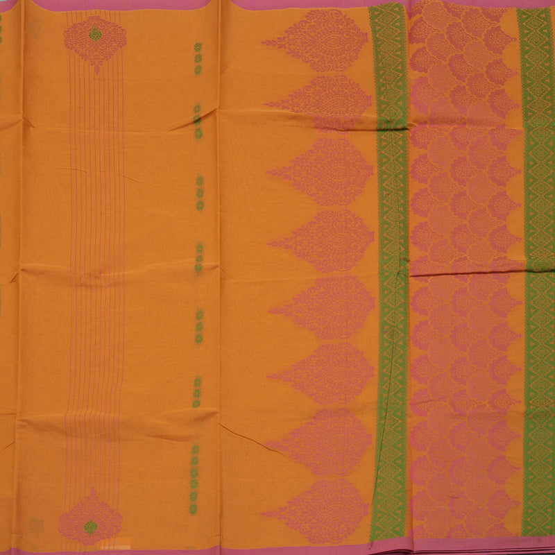 Hayagrivas Handloom Pure Cotton Saree in Royal Mango Yellow KBE71D1-2