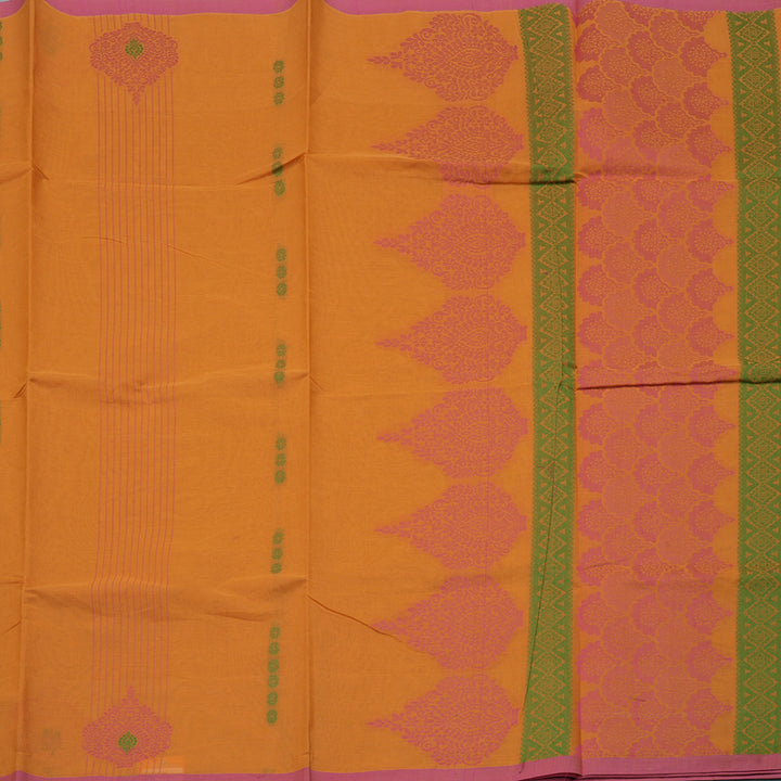 Hayagrivas Handloom Pure Cotton Saree in Royal Mango Yellow KBE71D1-2