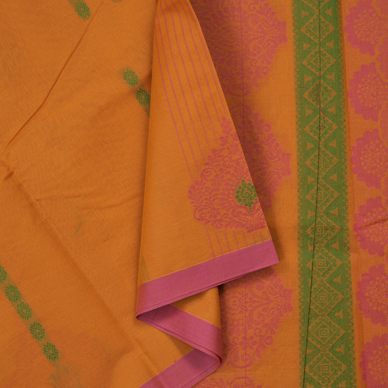 Hayagrivas Handloom Pure Cotton Saree in Royal Mango Yellow KBE71D1-2