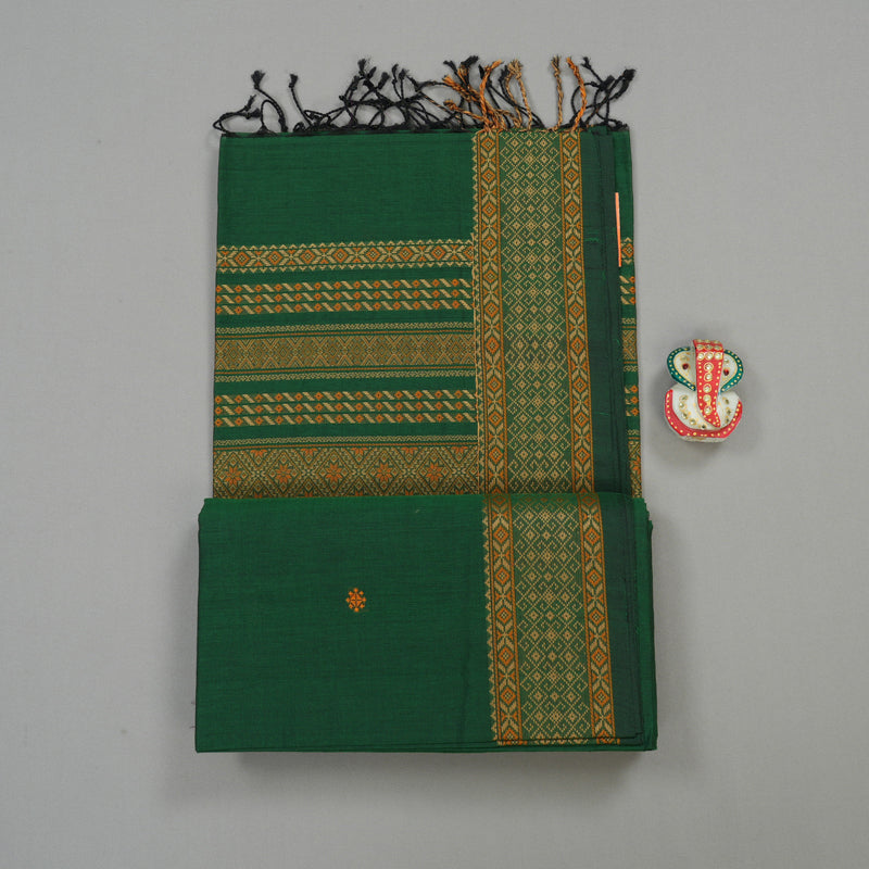 Hayagrivas Handloom Pure Cotton Saree in Grand Bottle Green KBE71D10-1