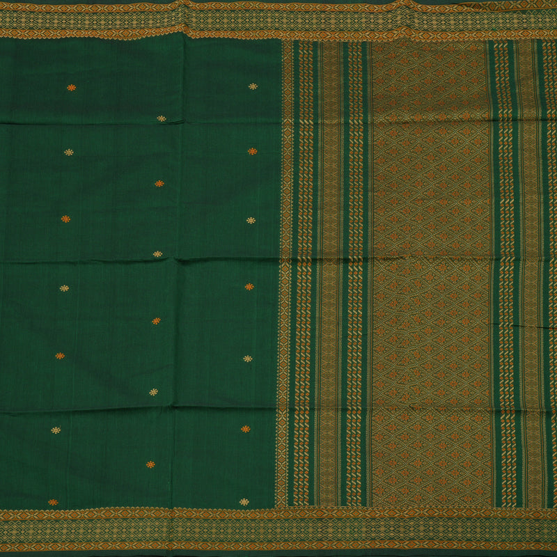 Hayagrivas Handloom Pure Cotton Saree in Grand Bottle Green KBE71D10-1