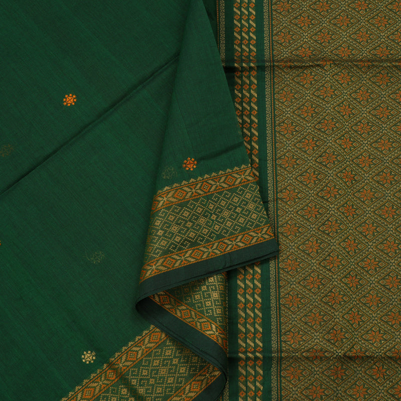 Hayagrivas Handloom Pure Cotton Saree in Grand Bottle Green KBE71D10-1