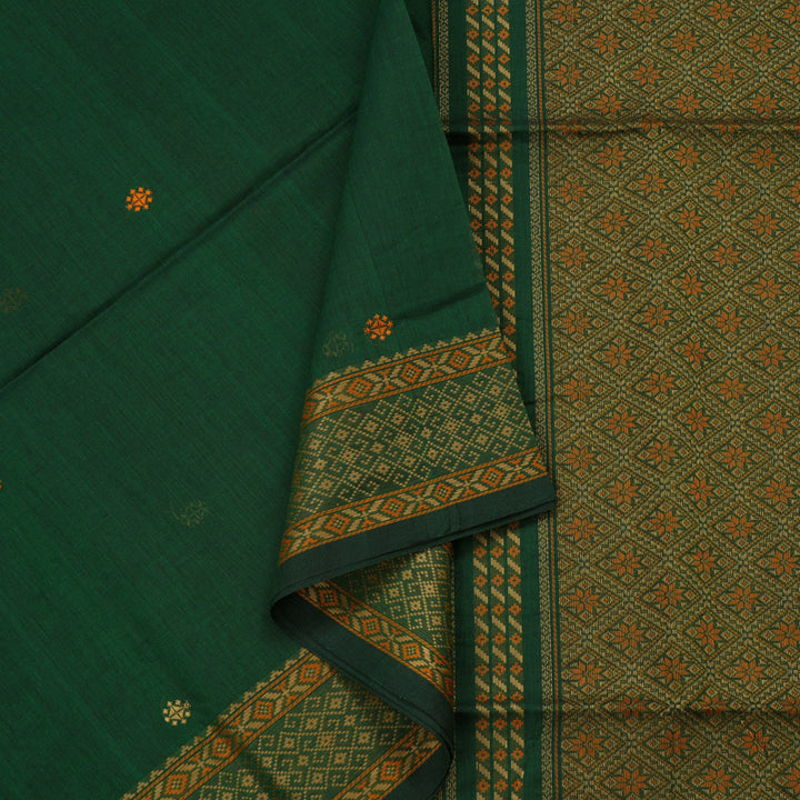 Hayagrivas Handloom Pure Cotton Saree in Grand Bottle Green KBE71D10-1