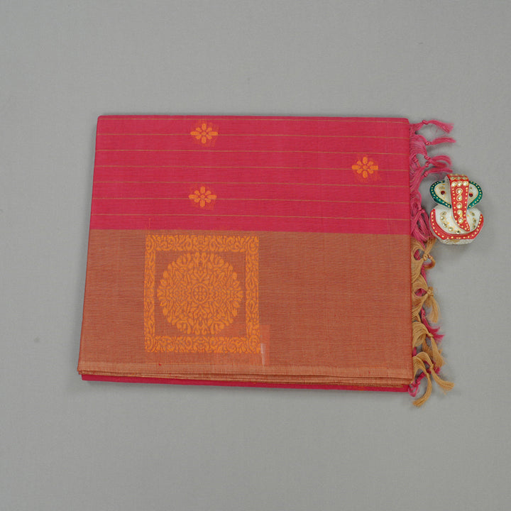 Hayagrivas Handloom Pure Cotton Saree in Timeless Pink KBE71D11-1