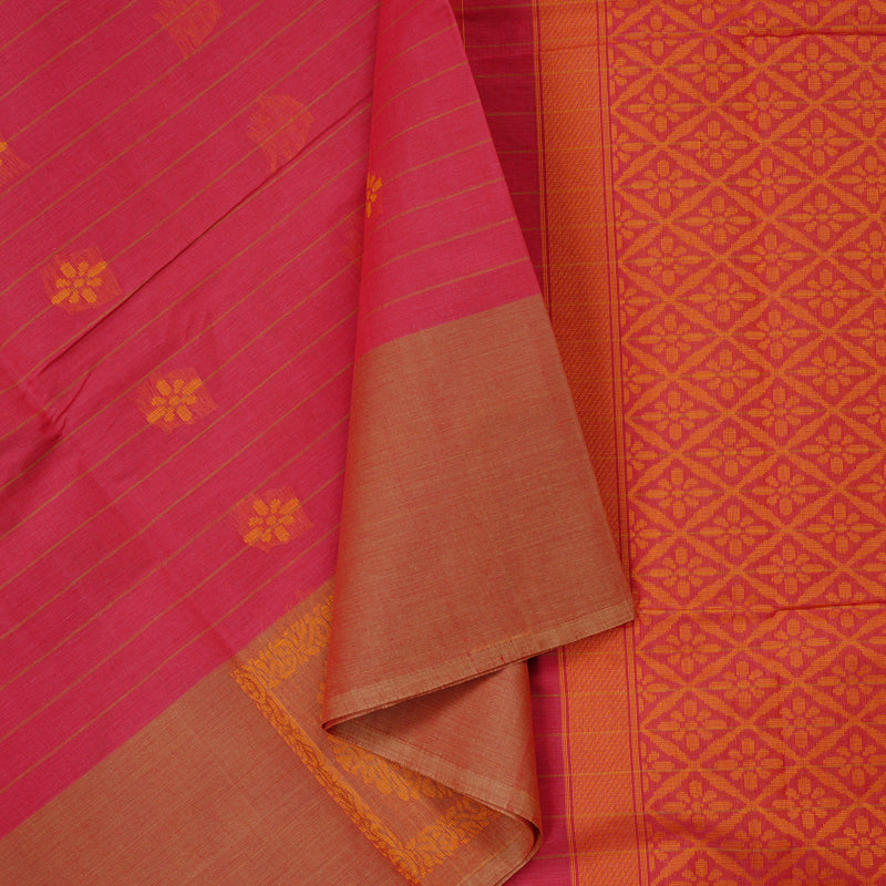 Hayagrivas Handloom Pure Cotton Saree in Timeless Pink KBE71D11-1