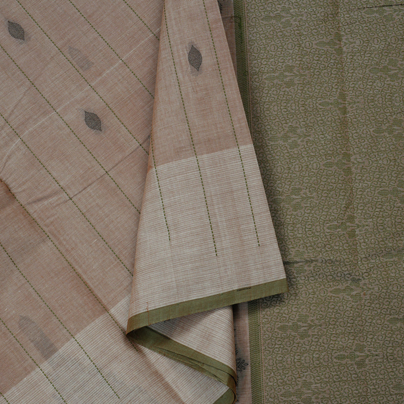 Hayagrivas Handloom Pure Cotton Saree in Soothing Sandal KBE71D12-1