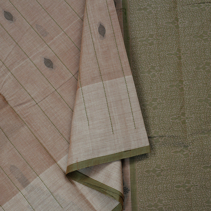 Hayagrivas Handloom Pure Cotton Saree in Soothing Sandal KBE71D12-1