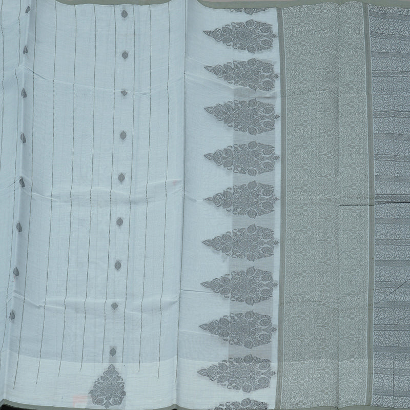 Hayagrivas Handloom Pure Cotton Saree in Whimsical Light Silver Grey KBE71D12-3