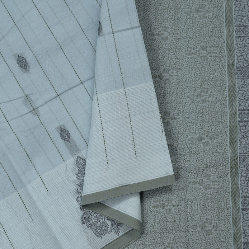 Hayagrivas Handloom Pure Cotton Saree in Whimsical Light Silver Grey KBE71D12-3