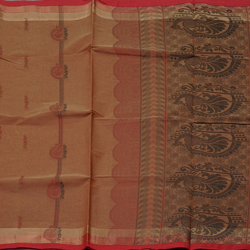 Hayagrivas Handloom Pure Cotton Saree in Ethereal Wheat Brown KBE71D13-1