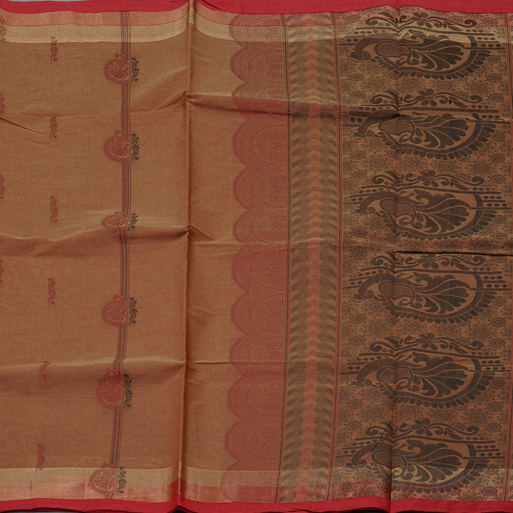 Hayagrivas Handloom Pure Cotton Saree in Ethereal Wheat Brown KBE71D13-1