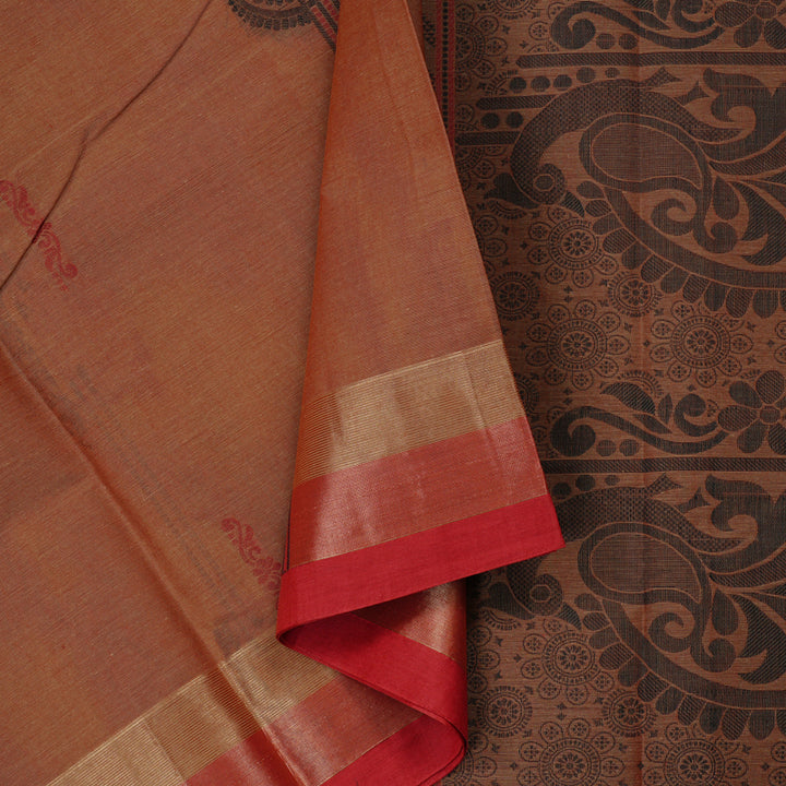 Hayagrivas Handloom Pure Cotton Saree in Ethereal Wheat Brown KBE71D13-1