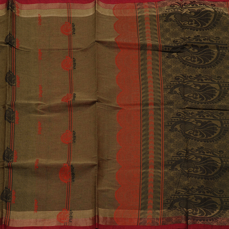 Hayagrivas Handloom Pure Cotton Saree in Earthy Wheat Brown KBE71D13-2