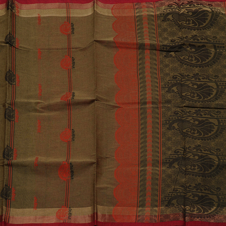 Hayagrivas Handloom Pure Cotton Saree in Earthy Wheat Brown KBE71D13-2