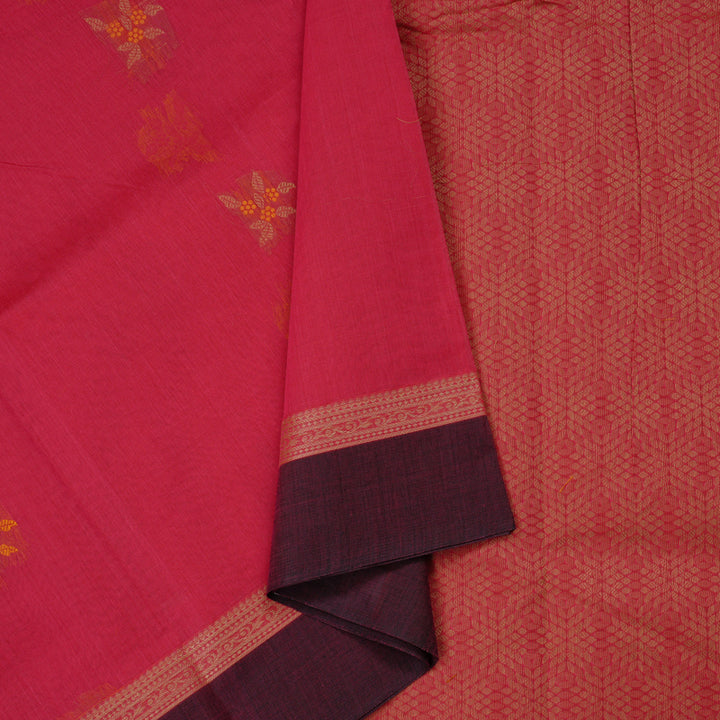 Hayagrivas Handloom Pure Cotton Saree in Dreamy Pink KBE71D14-1