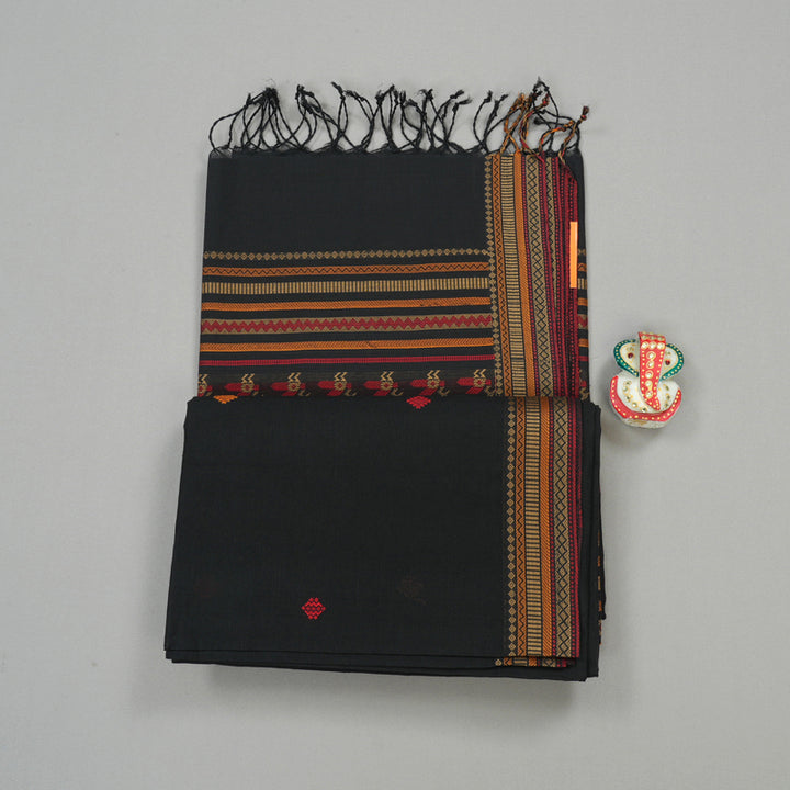 Hayagrivas Handloom Pure Cotton Saree in Imperial Black KBE71D19-2